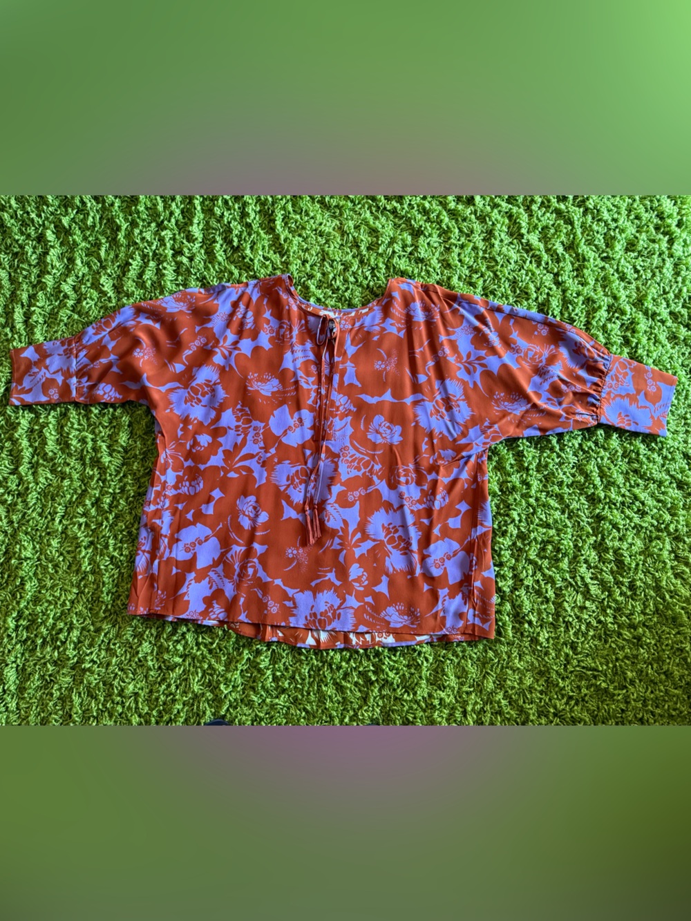 Tyler Boe Rust Top with Lavender Floral Print